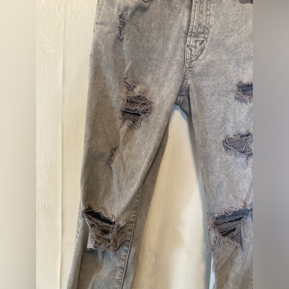 American Eagle Outfitters 28X30 Slim Airflex Gray Distressed Denim Jeans - Picture 3 of 13